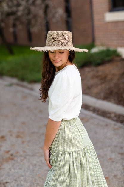 White Puff Sleeve Blouse Tops