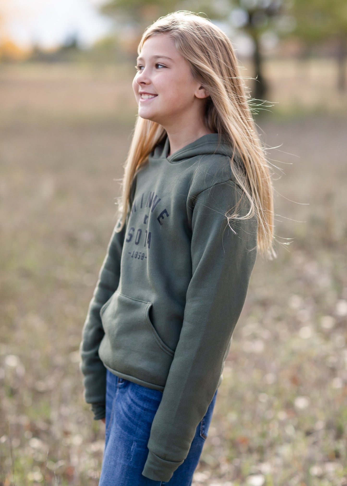 Youth Tamarack Army Green Minnesota Hoodie Girls Northern Print Co.