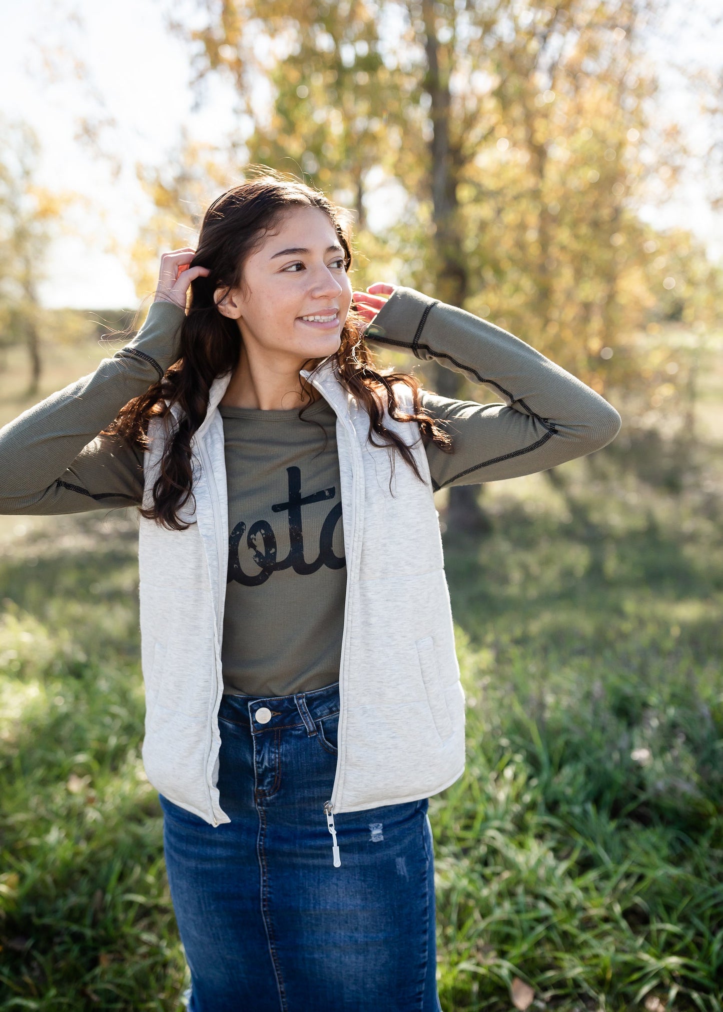 Zip Up Soft Quilted Pocket Vest - FINAL SALE Tops Light Gray / S